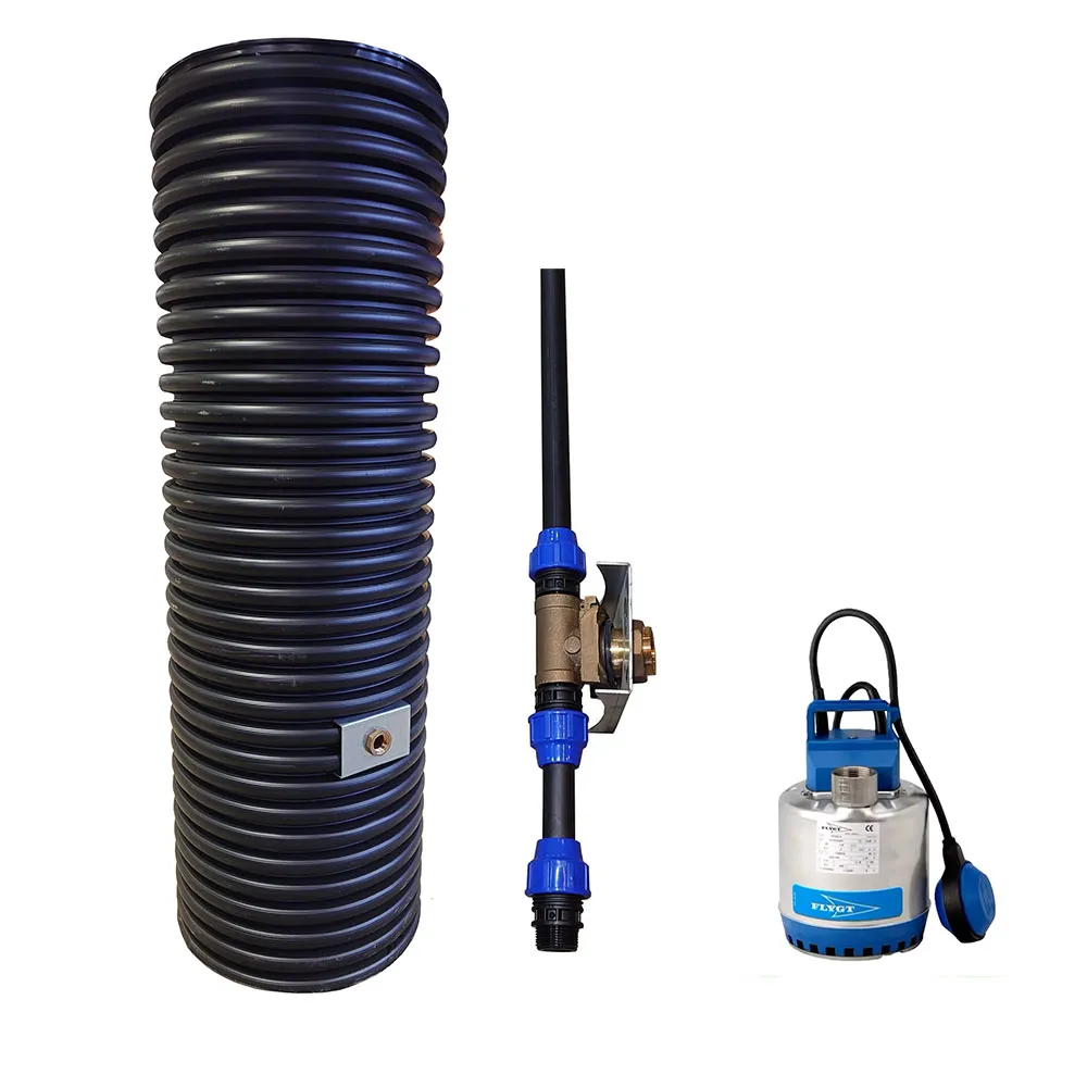 Tolago Pumpbrunn 455x2000 inkl. dränpump flygt SxM 2 1-fas med vippa, backventil, lock 1,5T