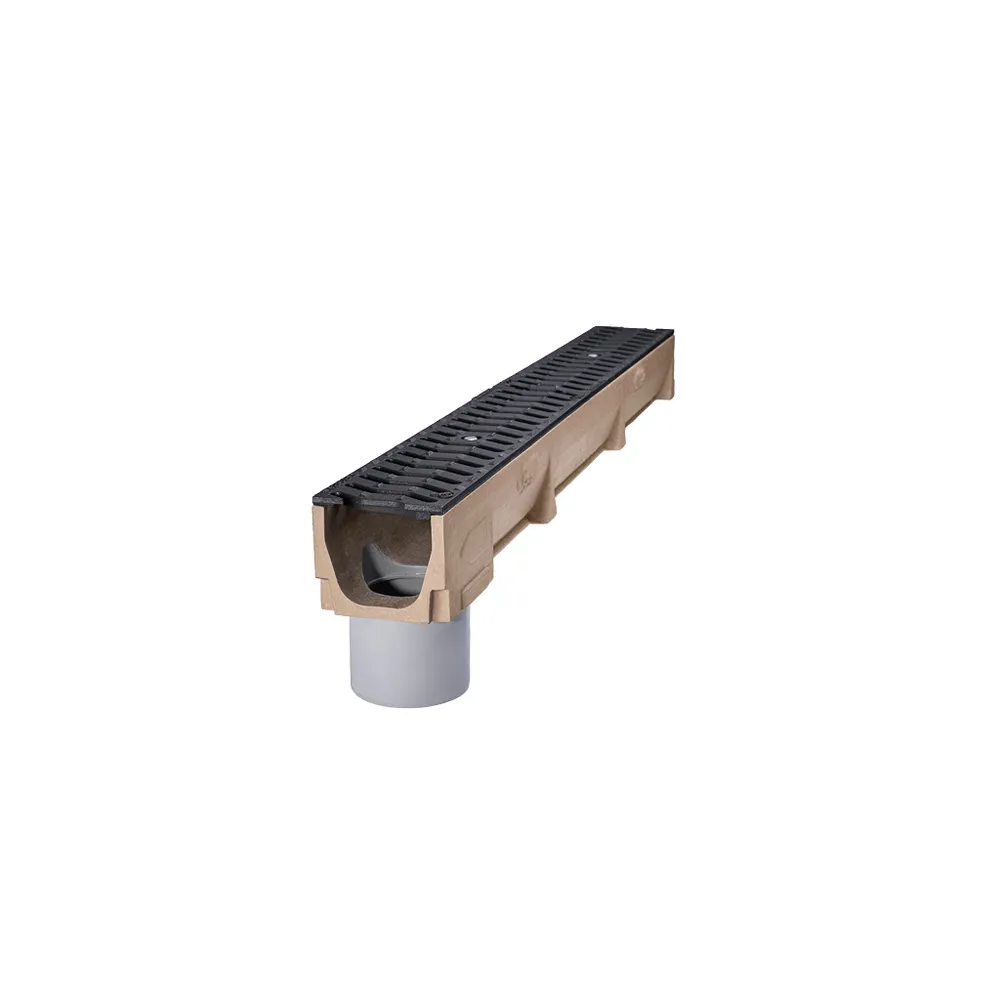 Markränna SELF 100x100mm L=1M B125 Segjärnsgaller med bottenutlopp "S"