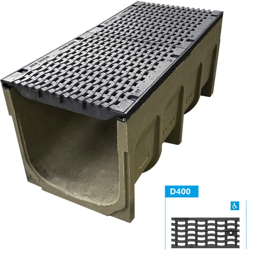 Markränna SUPER 400x460mm L=0,5M D400 Segjärnsgaller "S"